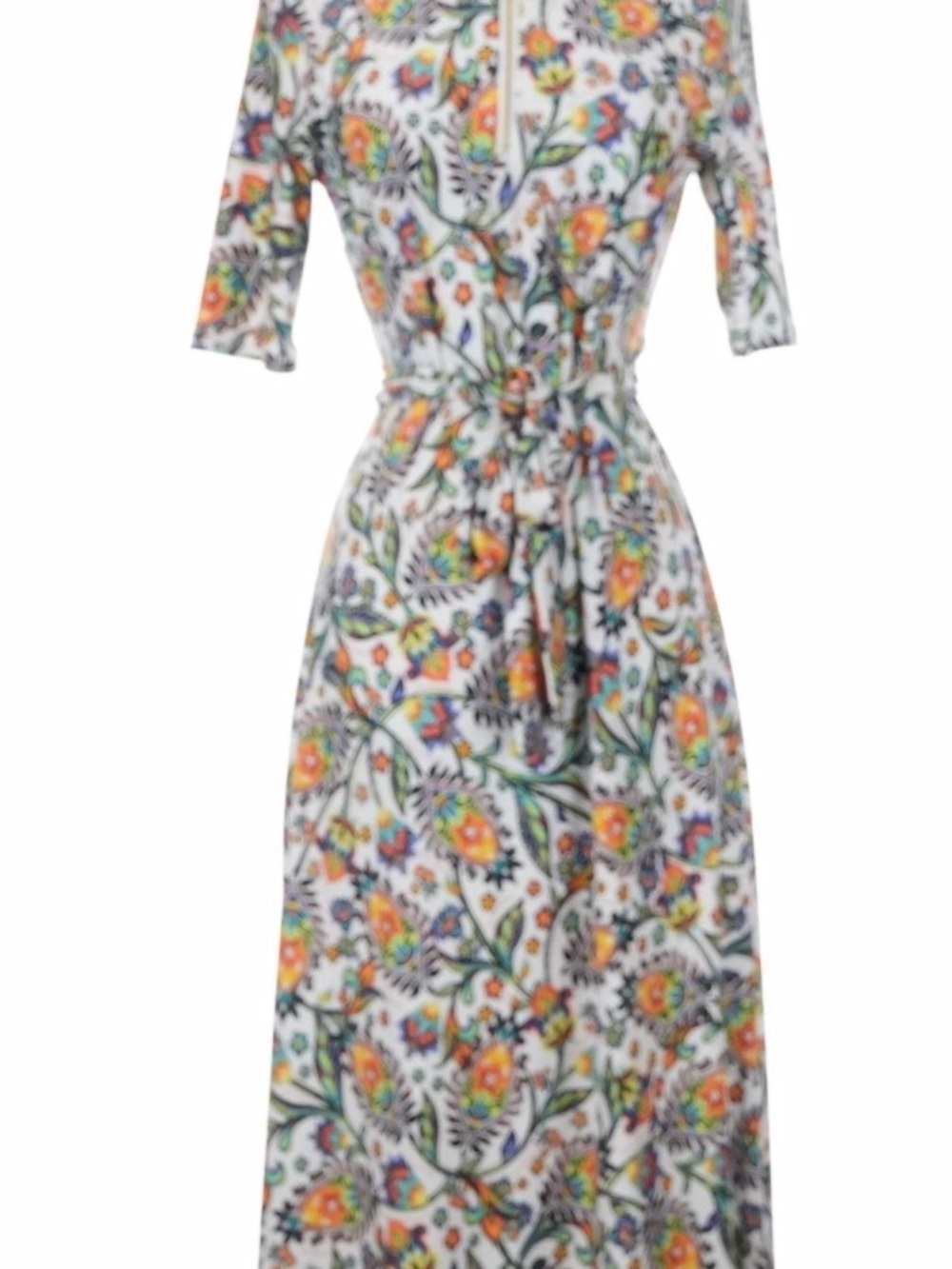 1. STATE White Maxi Dress with Multicolor Floral Print and Tie Waist